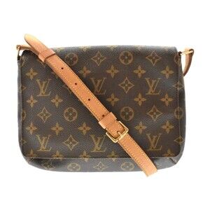 LOUIS VUITTON Musette Tango Short Monogram Leather Brown Shoulder Bag